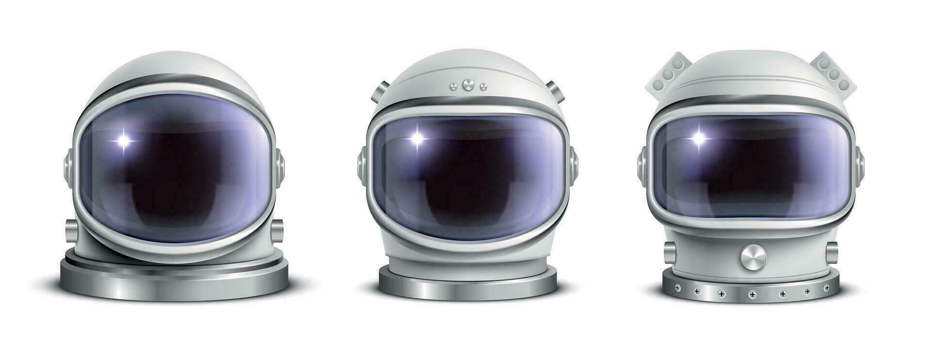 astronautas capacete realista conjunto vetor