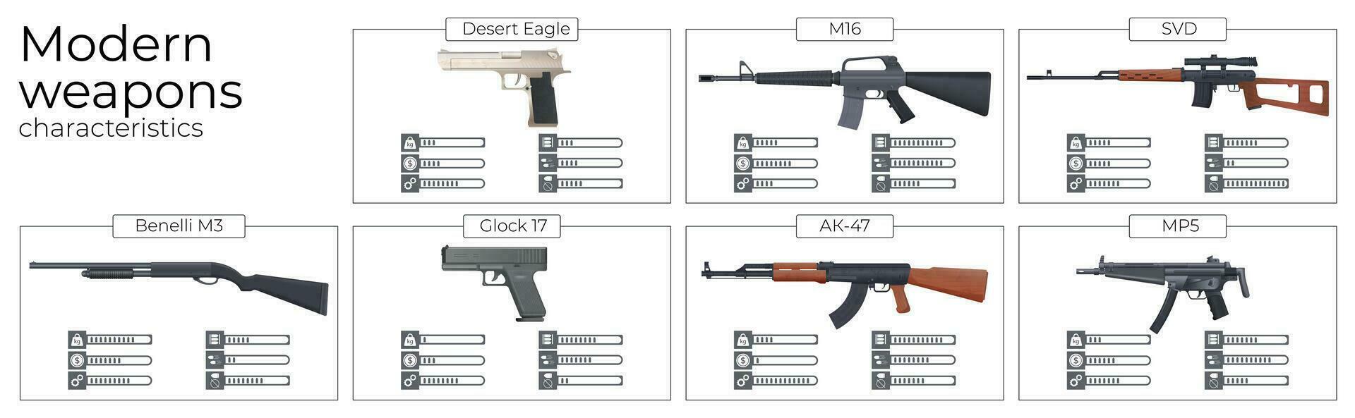 realista guerra armas infográficos vetor