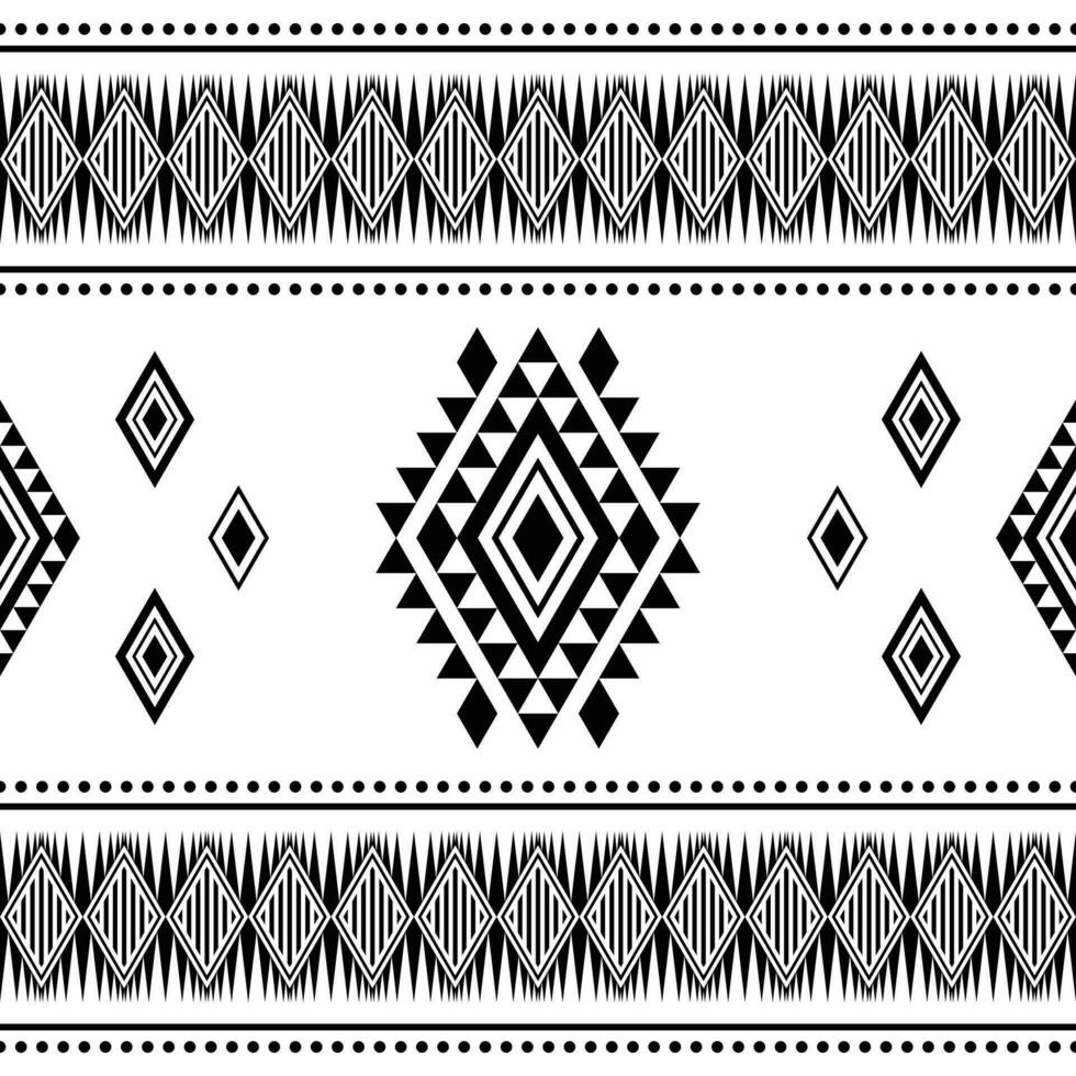 étnico geométrico arte para impressão tecido e roupas. tradição desatado abstrato padronizar. asteca e navajo tribal estilo. Preto e branco cor. vetor