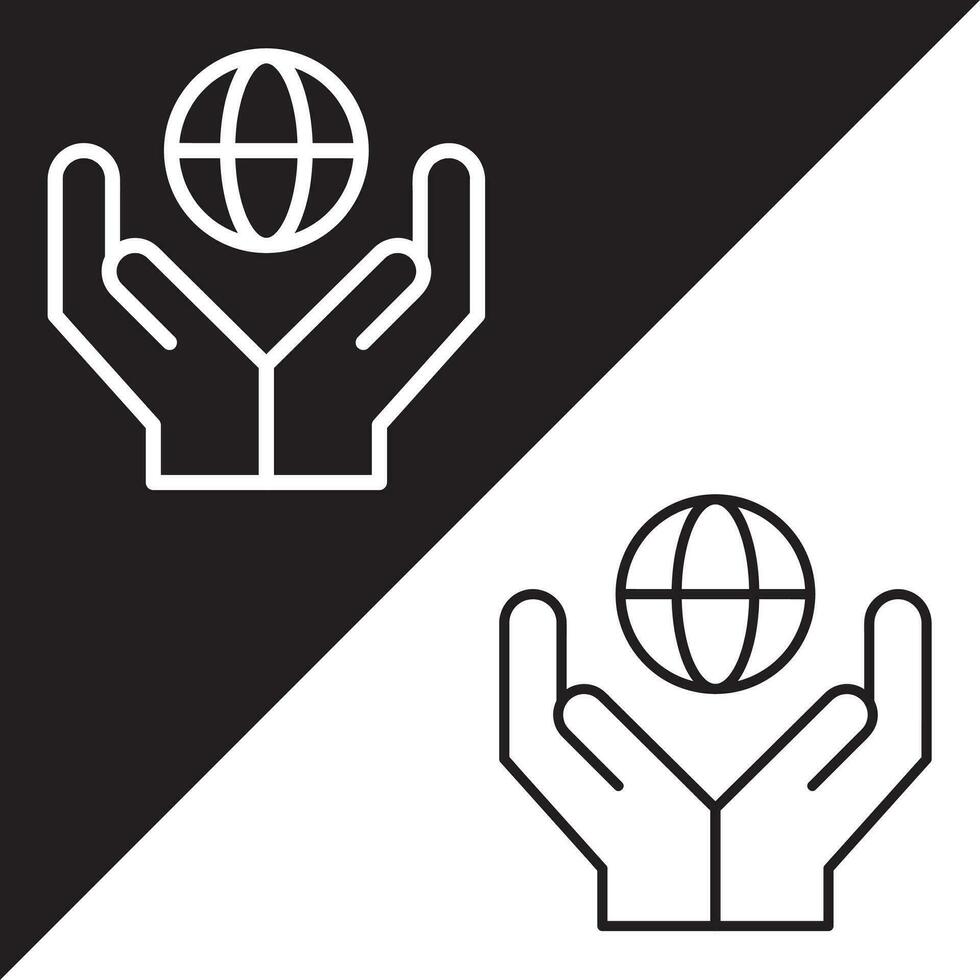 mão segurando globo ícone. mão segurando terra vetor ícone a partir de a artificial inteligência coleção. esboço estilo mundo ícone.