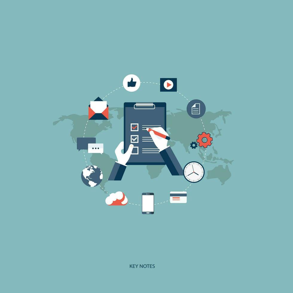 plano vetor ilustração conceito para chave notas, passos, posições planejamento. Projeto elementos para rede e Móvel formulários, informação gráficos e trabalhos fluxo layout.