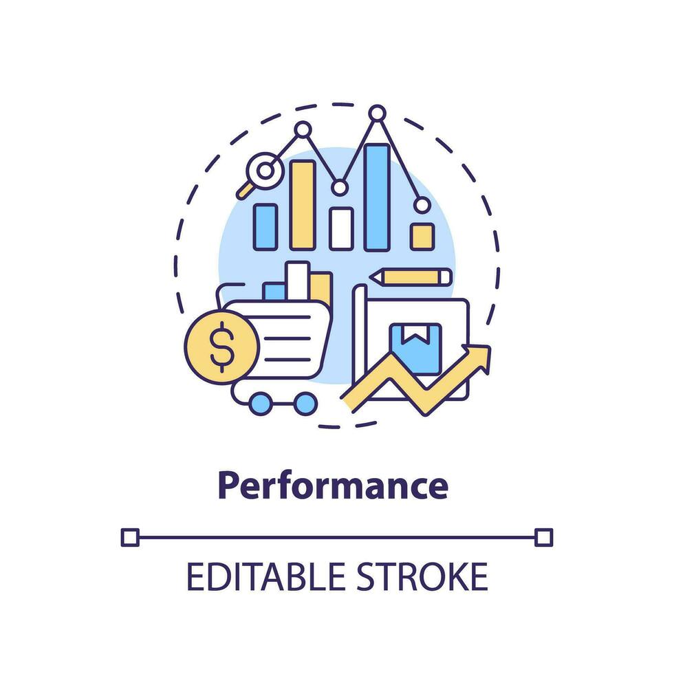 2d editável desempenho fino linha ícone conceito, isolado vetor, multicolorido ilustração representando fornecedor gerenciamento. vetor