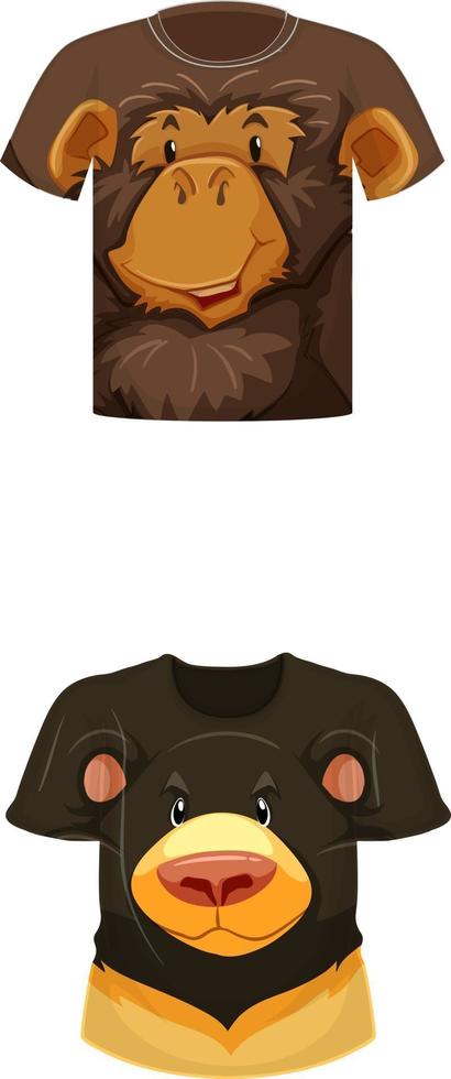 frente da camiseta com padrão de urso preto vetor