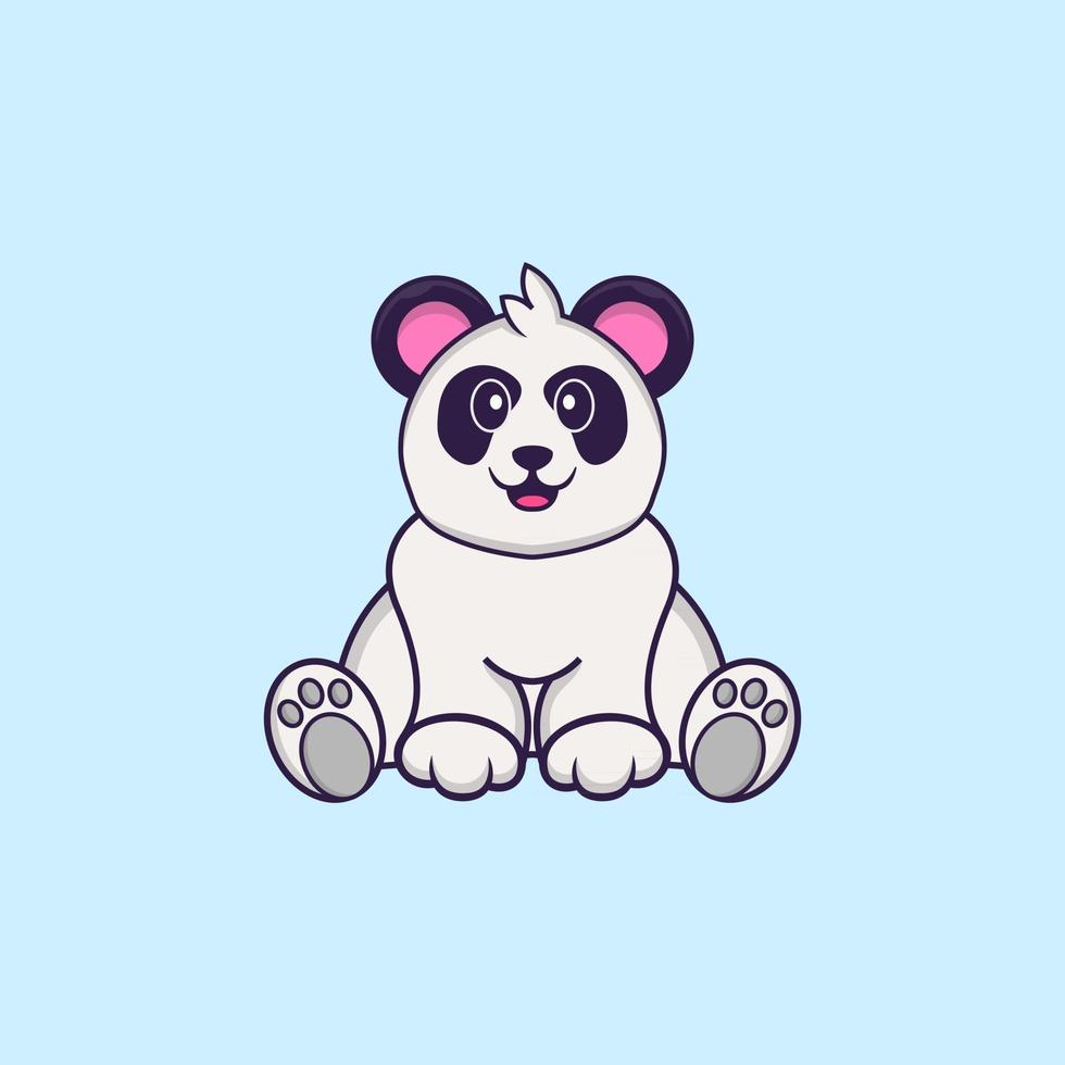 panda bonito está sentado. conceito de desenho animado animal isolado. pode ser usado para t-shirt, cartão de felicitações, cartão de convite ou mascote. estilo cartoon plana vetor