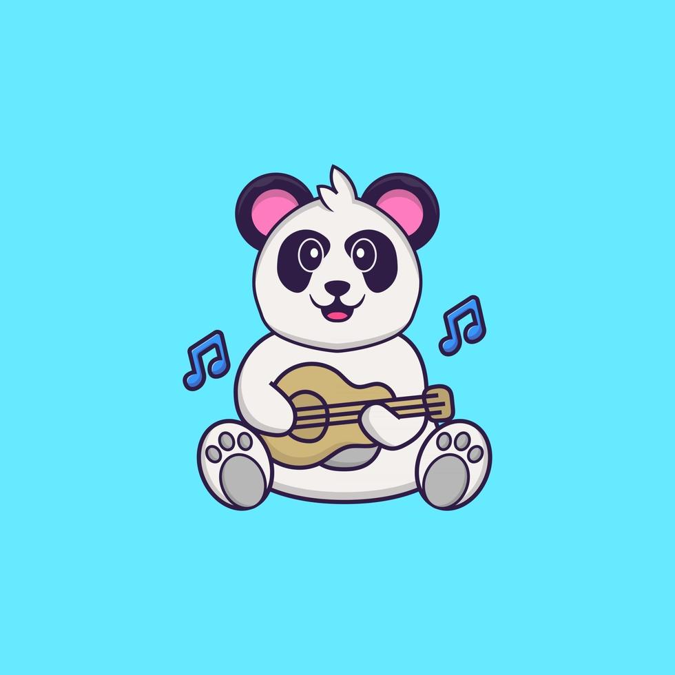 bonito panda tocando violão. conceito de desenho animado animal isolado. pode ser usado para t-shirt, cartão de felicitações, cartão de convite ou mascote. estilo cartoon plana vetor