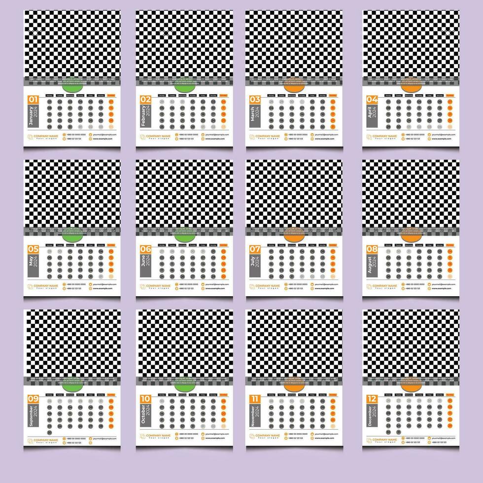 calendário de parede 2024 vetor