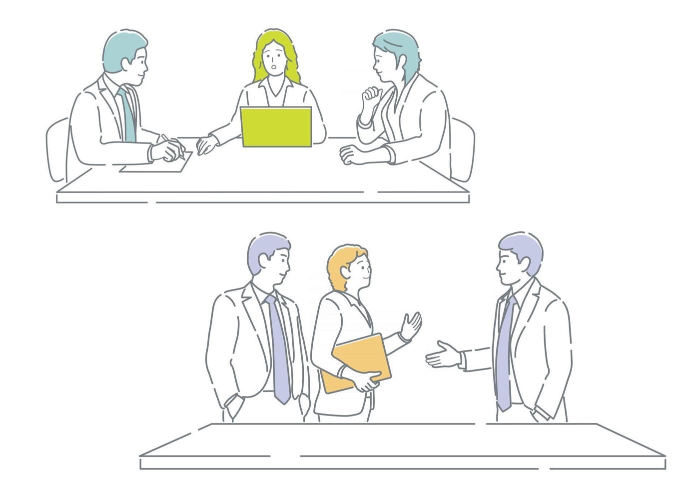 empresários em reunião. conjunto de ilustração vetorial simples e plana fácil de usar, isolado em um fundo branco. vetor