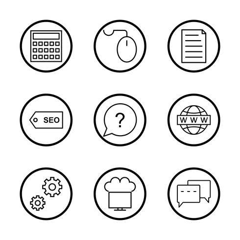 Conjunto de vetor SEO Search Engine Optimization Icons