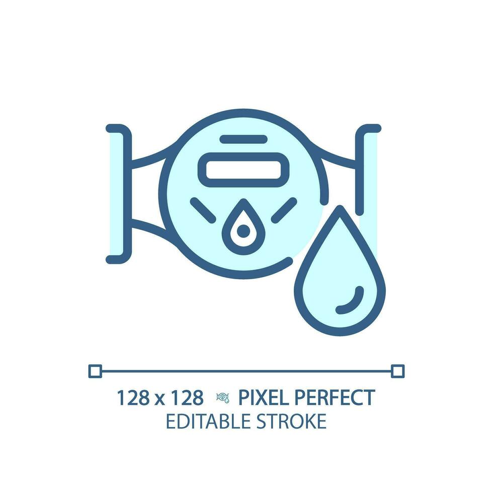 2d pixel perfeito editável azul água metro ícone, isolado vetor, fino linha ilustração representando encanamento. vetor