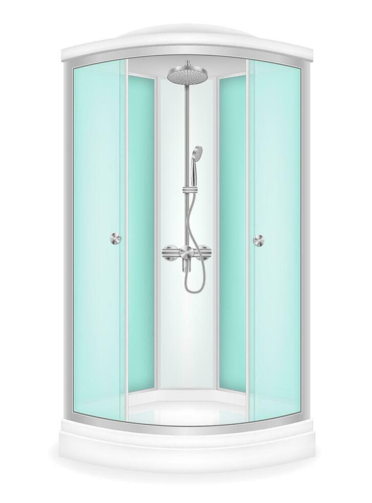 chuveiro cabine com vidro portas vetor ilustração isolado em branco fundo