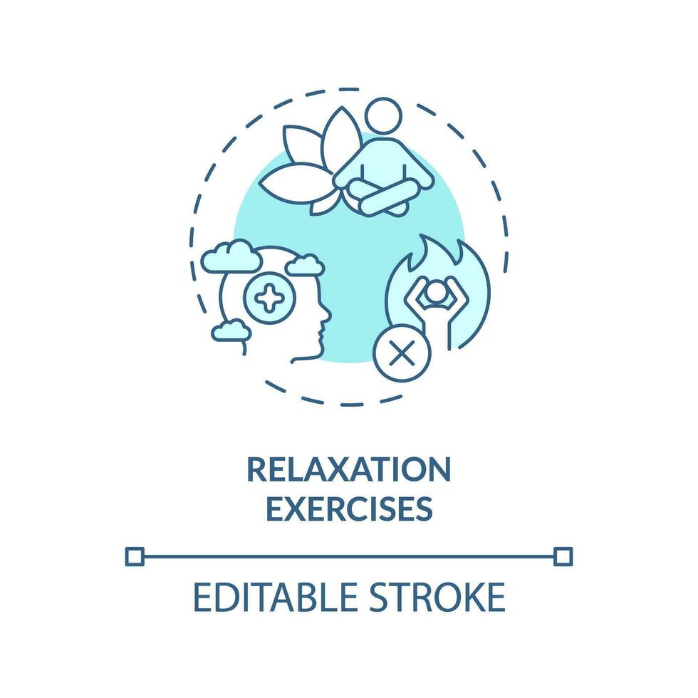 2d editável relaxamento exercícios azul fino linha ícone conceito, isolado vetor, monocromático ilustração representando comportamental terapia. vetor
