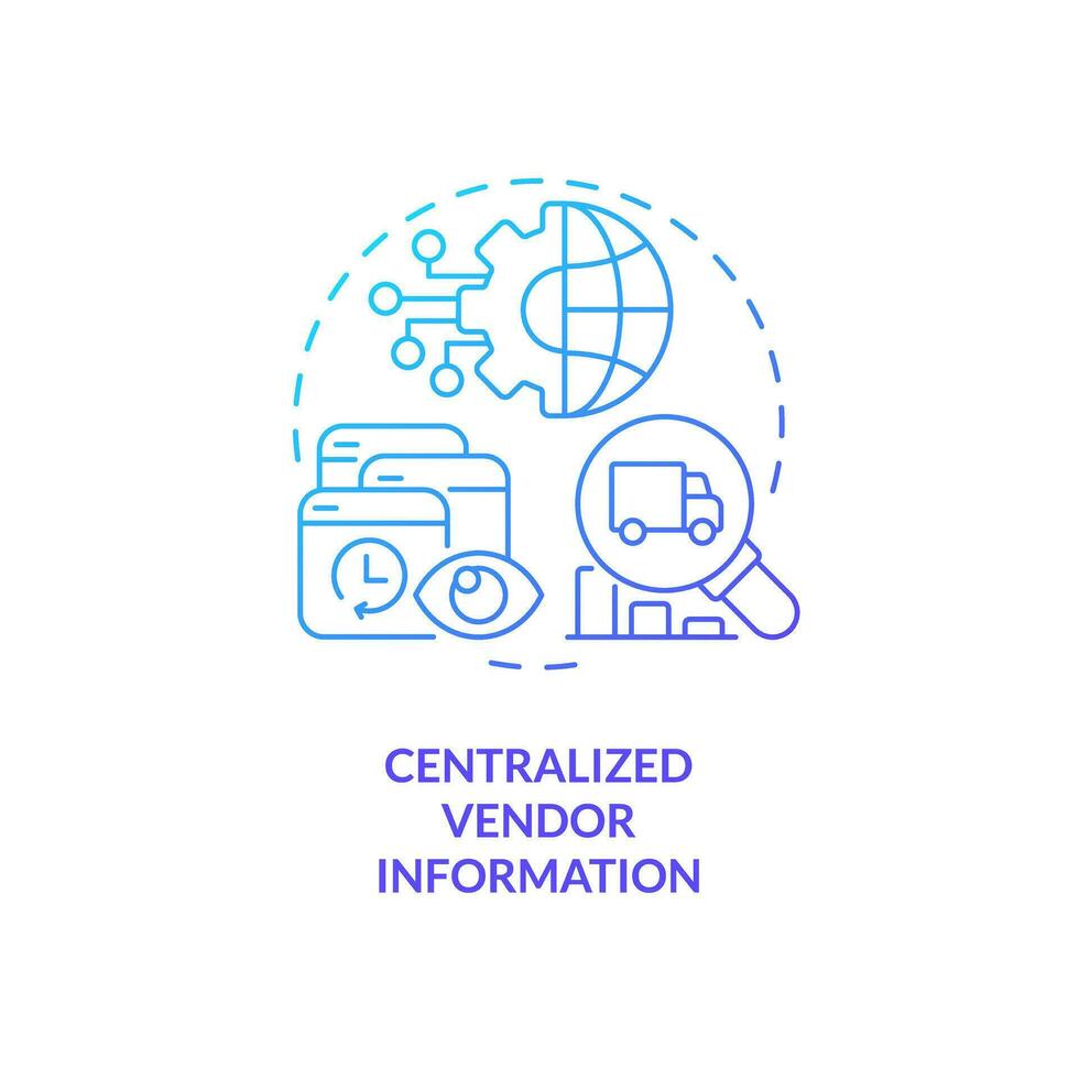 2d centralizado fornecedor em formação gradiente fino linha ícone conceito, isolado vetor, azul ilustração representando fornecedor gerenciamento. vetor