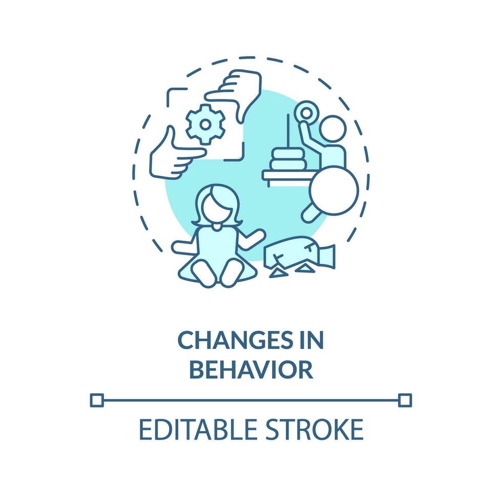 2d editável alterar dentro comportamento azul fino linha ícone conceito, isolado vetor, monocromático ilustração representando comportamental terapia. vetor
