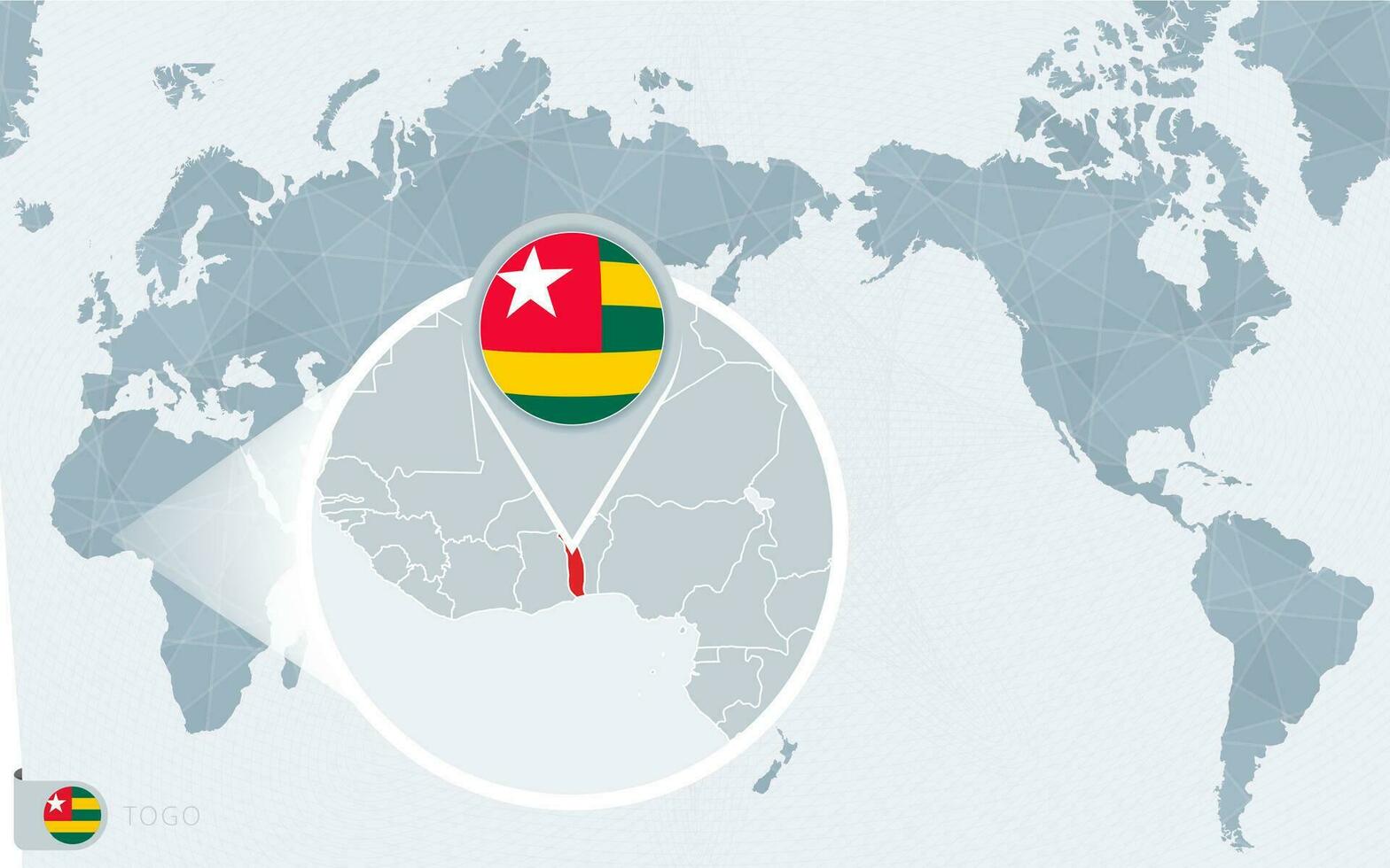 pacífico centrado mundo mapa com ampliado ir. bandeira e mapa do ir. vetor