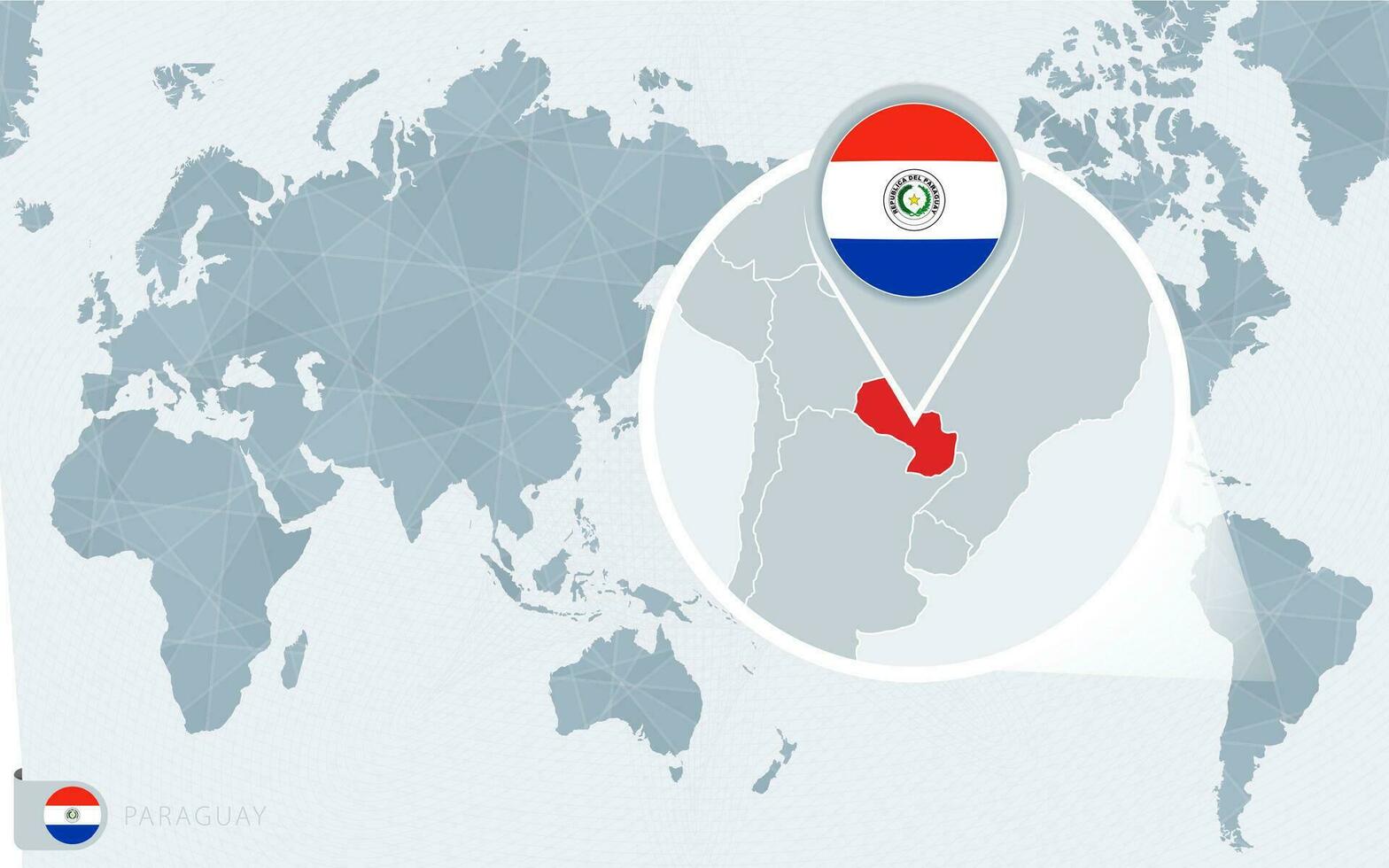 pacífico centrado mundo mapa com ampliado Paraguai. bandeira e mapa do Paraguai. vetor