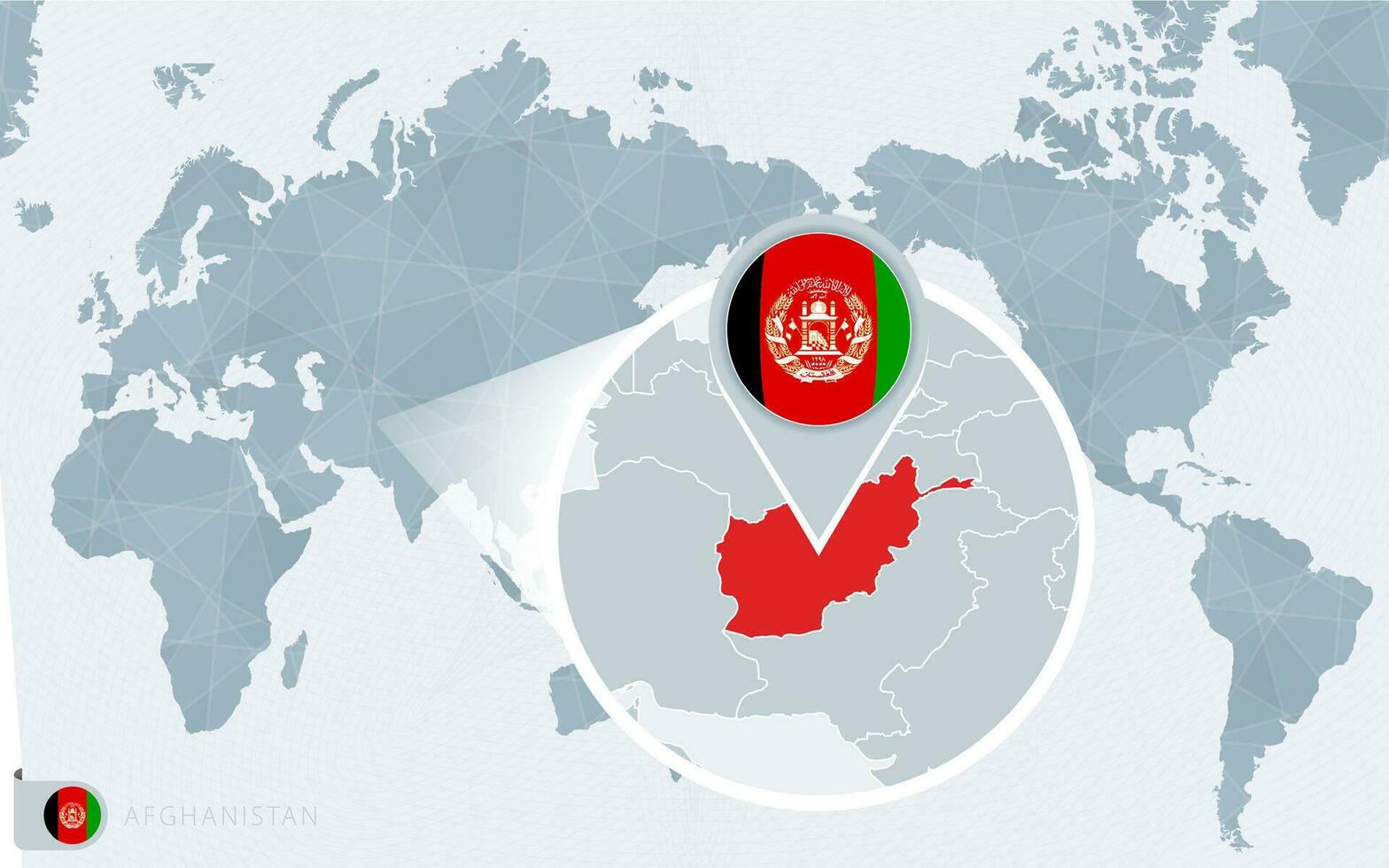 pacífico centrado mundo mapa com ampliado Afeganistão. bandeira e mapa do Afeganistão. vetor