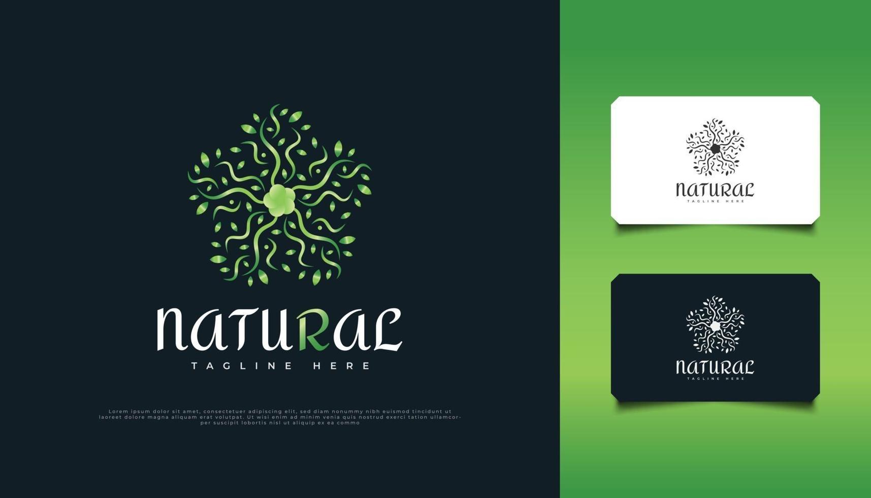 design de logotipo do ornamento da folha verde da natureza, adequado para identidade de produto cosmético, spa, beleza, resort ou resort. logotipo da mandala verde vetor