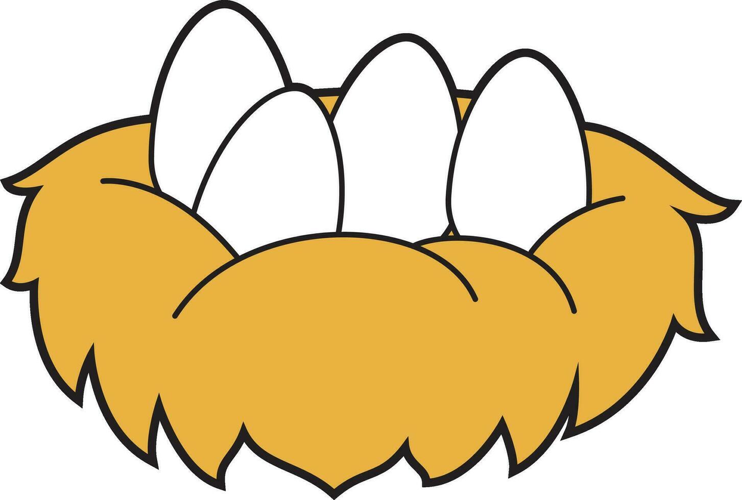 fofa desenho animado vetor ilustração do uma ninho com quatro ovos em isto
