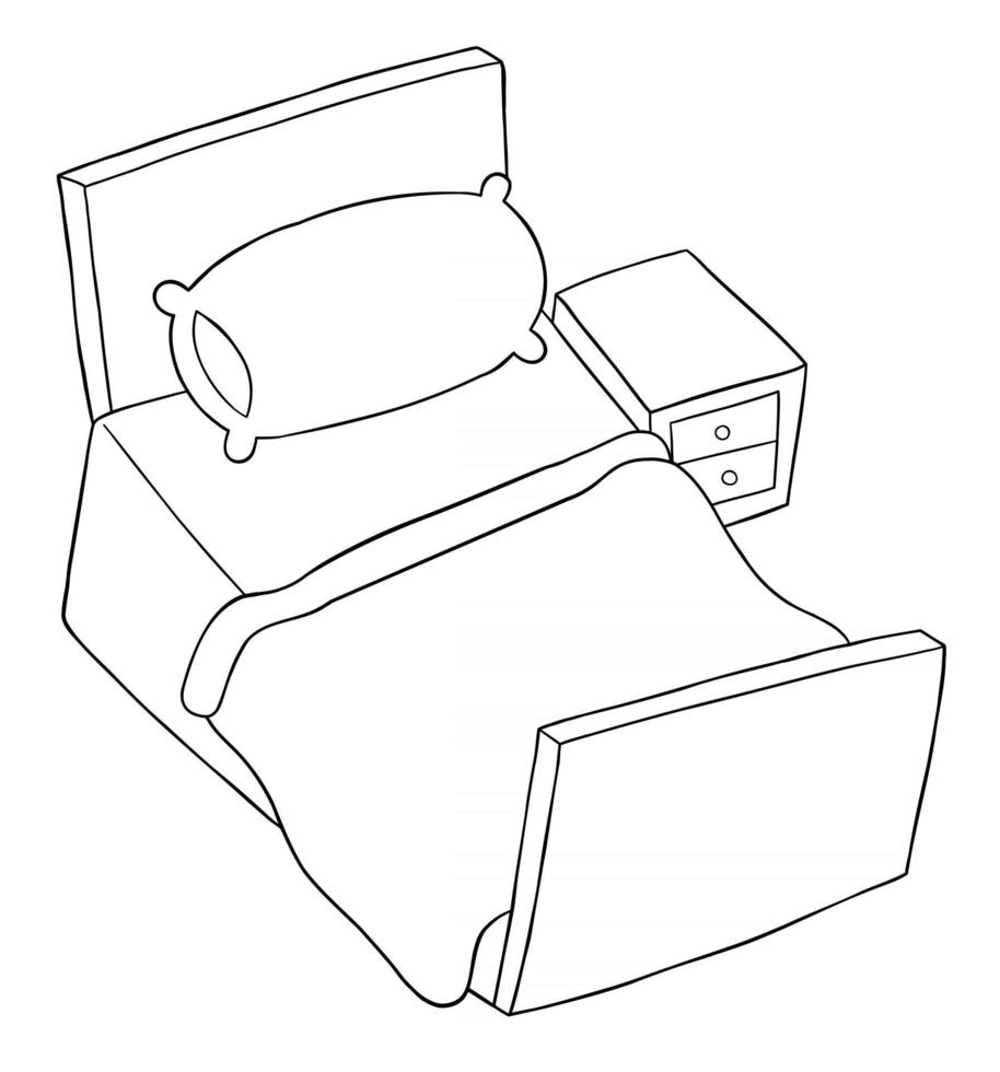 ilustração vetorial dos desenhos animados do quarto e da cama vetor