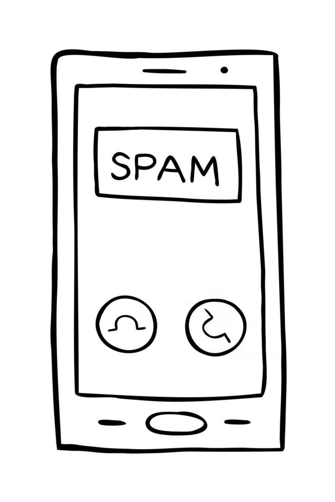 ilustração em vetor desenho animado de chamada de spam no smartphone