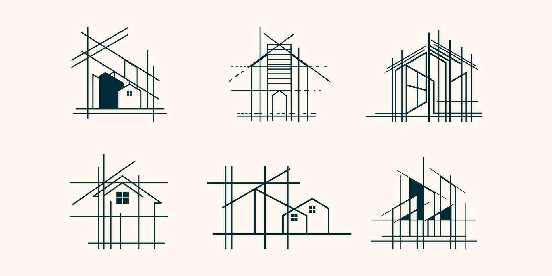 construção único logotipo conjunto , moderno, conceito , real Estado, Prêmio vetor