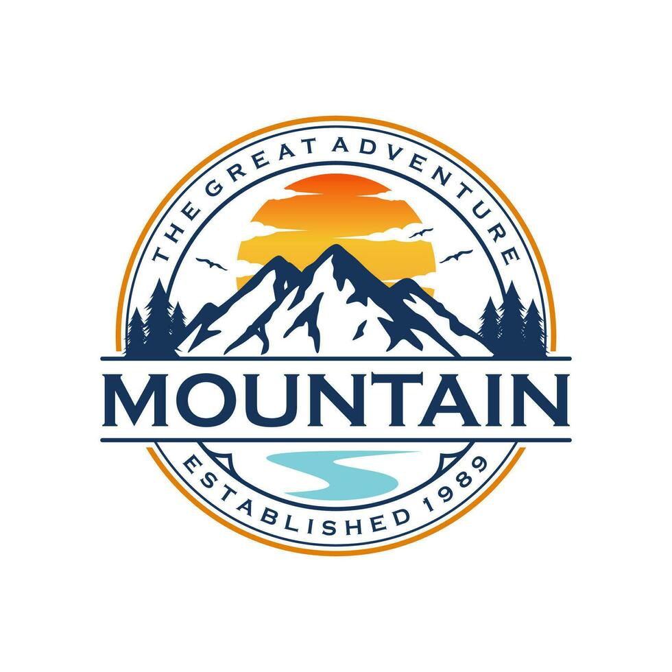modelo de vetor de design de logotipo de montanha vintage