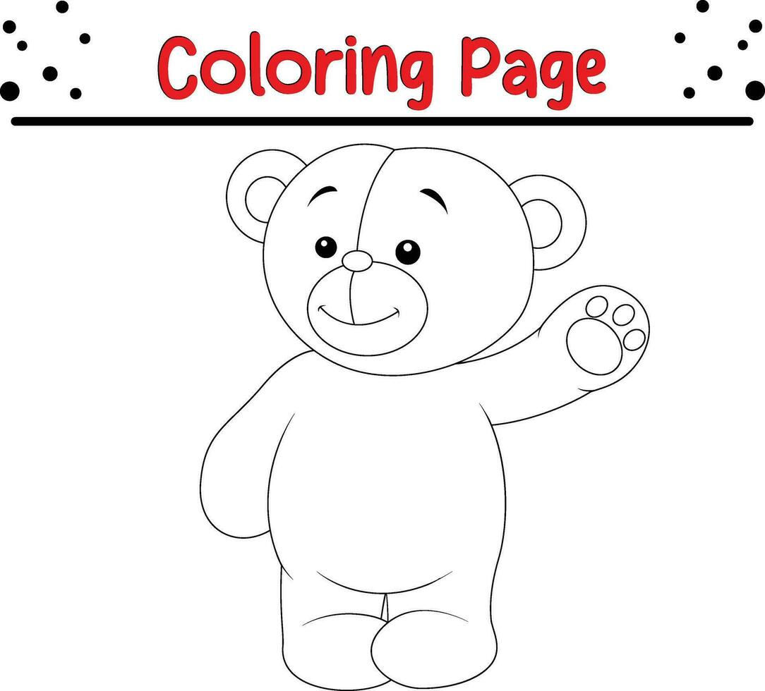 fofa Urso coloração página para crianças. feliz animal coloração livro para crianças. vetor