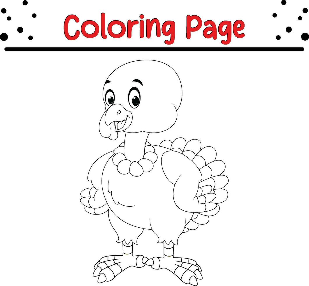 feliz Ação de graças coloração página para crianças. Peru coloração livro. vetor