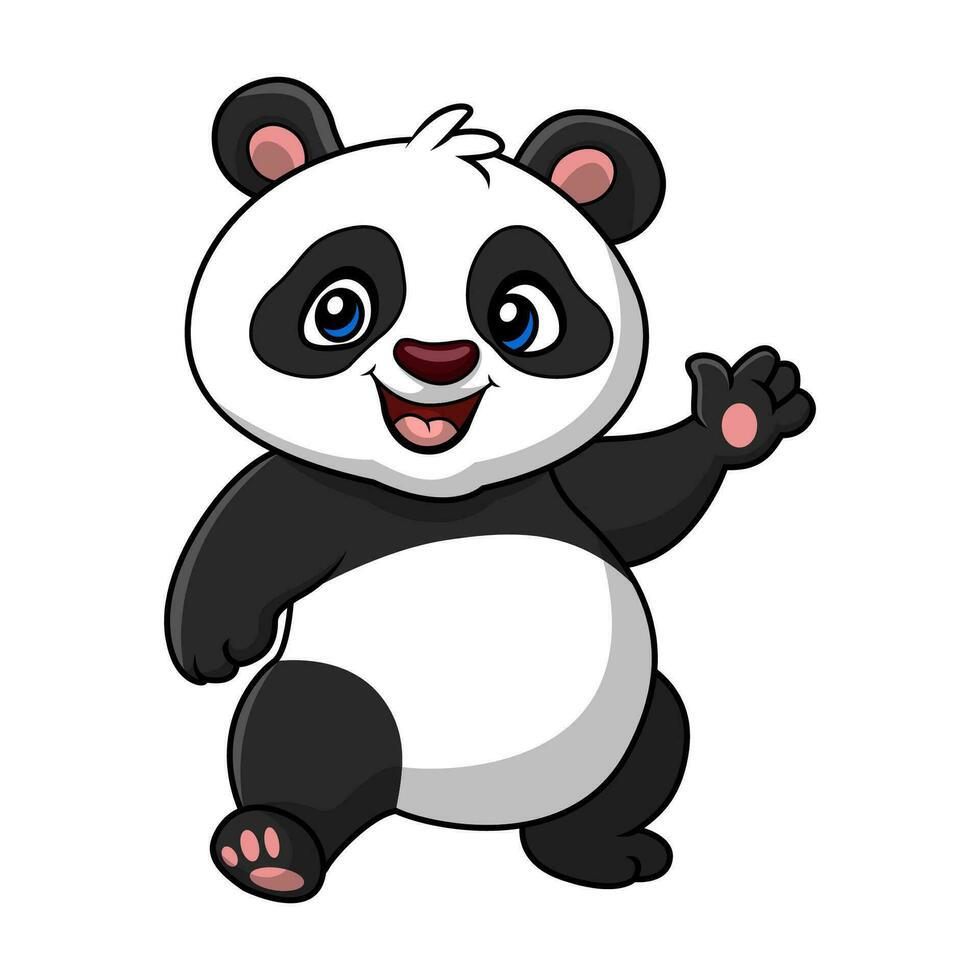 fofa bebê panda desenho animado em branco fundo vetor