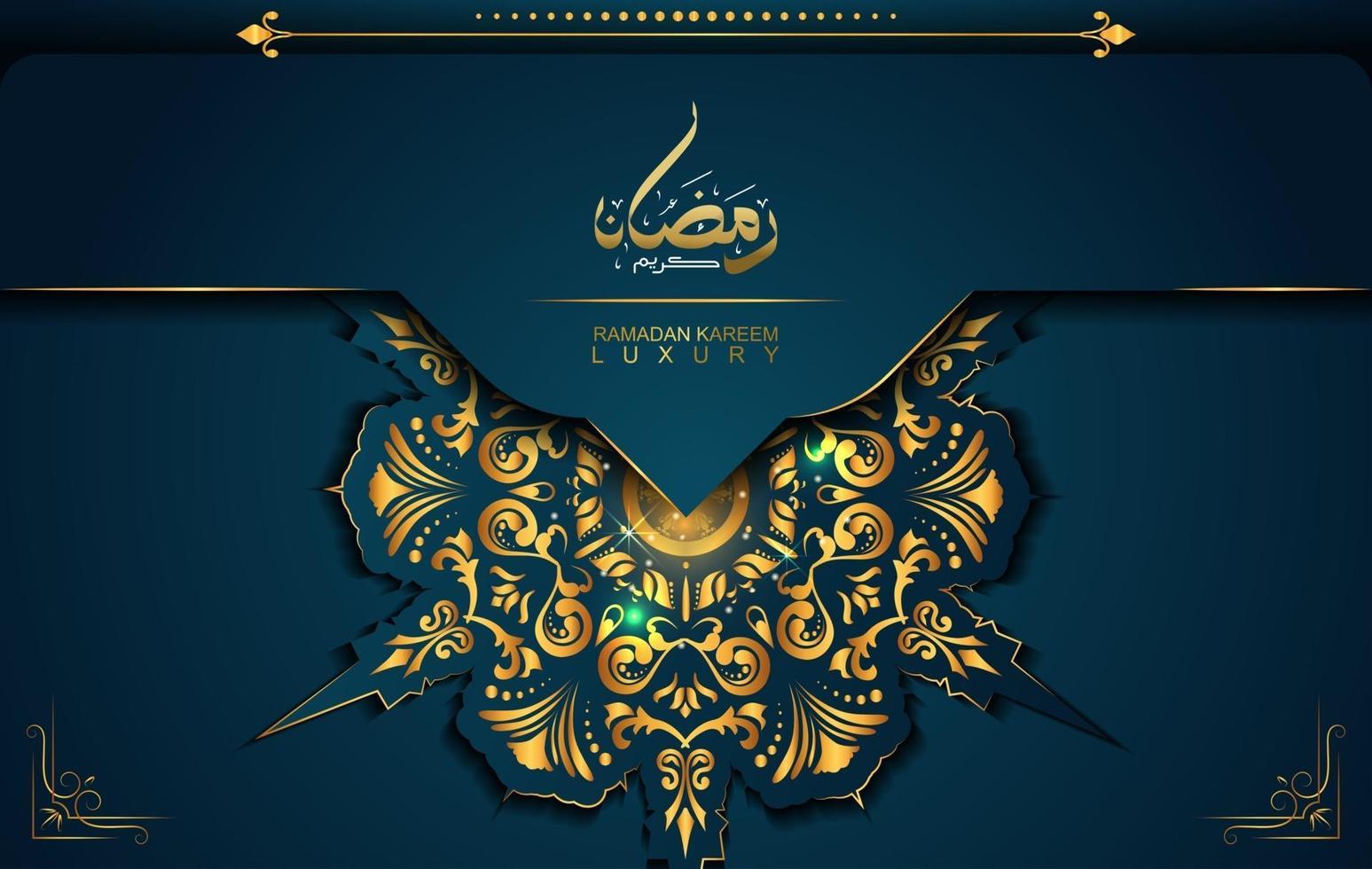 Ramadan Kareem em estilo de luxo com caligrafia árabe. vetor