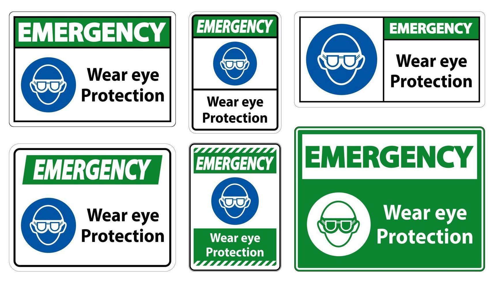 emergência usar proteção ocular em fundo branco vetor