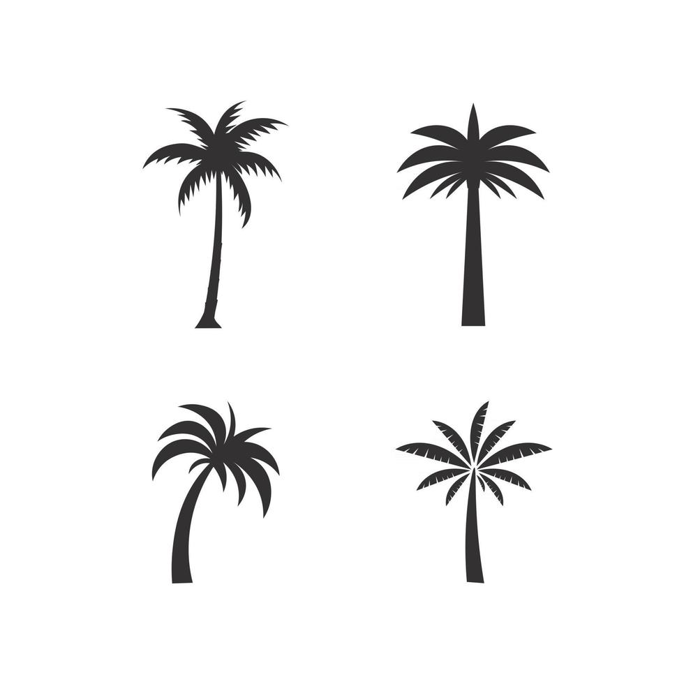 modelo de logotipo de palmeira verão pôr do sol praia oceano e natureza vetor