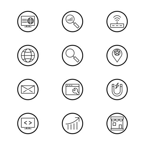 Conjunto de vetor SEO Search Engine Optimization Icons