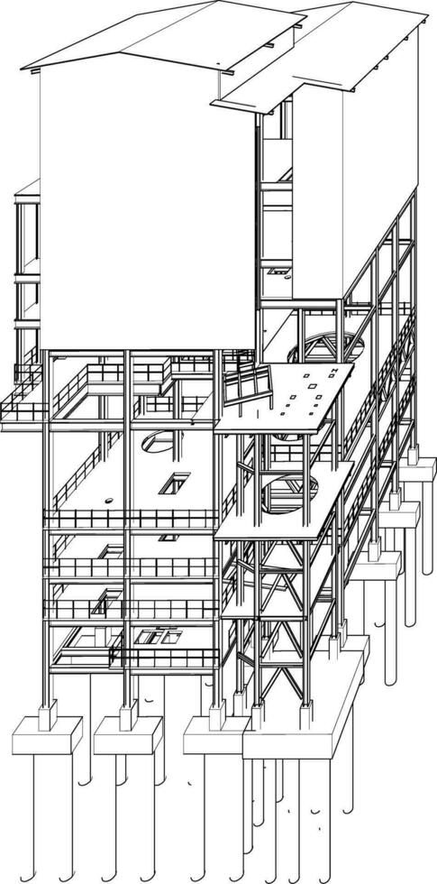 3d ilustração do industrial construção vetor