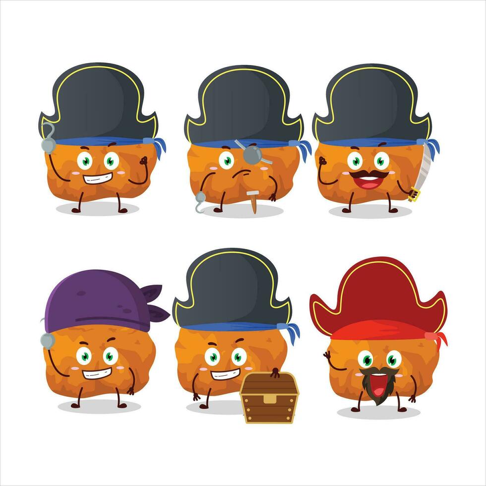 desenho animado personagem do karage com vários piratas emoticons vetor