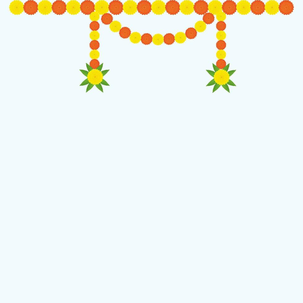 tradicional indiano calêndula Toran floral festão vetor, Casamento e festival decoração, fronteira flor decoração com transparente fundo.tradicional indiano floral festão com calêndula flores vetor