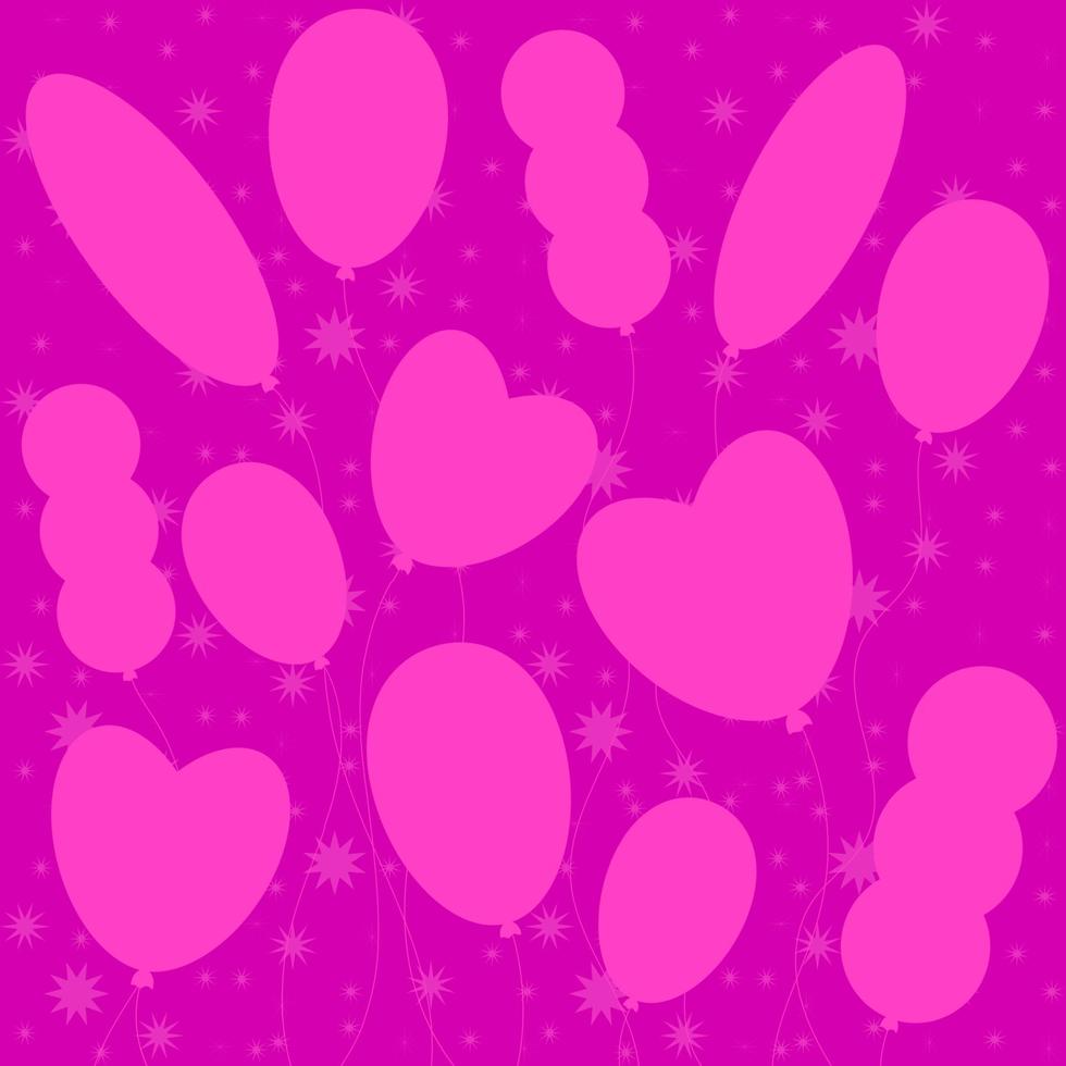 silhuetas monocromáticas planas de balões em um fundo rosa. adequado para cartão de felicitações. vetor