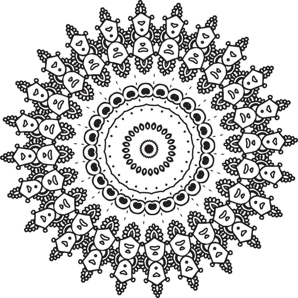 padrão circular em forma de mandala para henna, mehndi, tatuagem, decoração. ornamento decorativo em estilo oriental étnico. página do livro para colorir. vetor