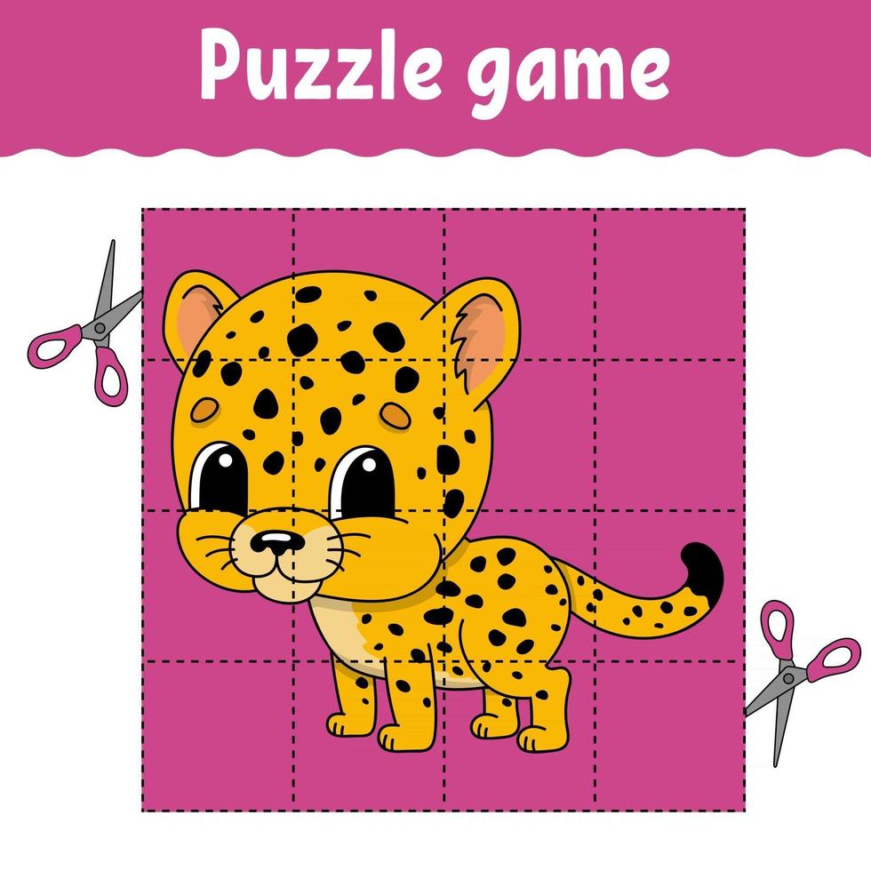 jogo de puzzle para crianças. planilha de desenvolvimento de educação. jogo de aprendizagem para crianças. página de atividades de cores. para criança. enigma para a pré-escola. ilustração vetorial isolada no estilo cartoon. vetor