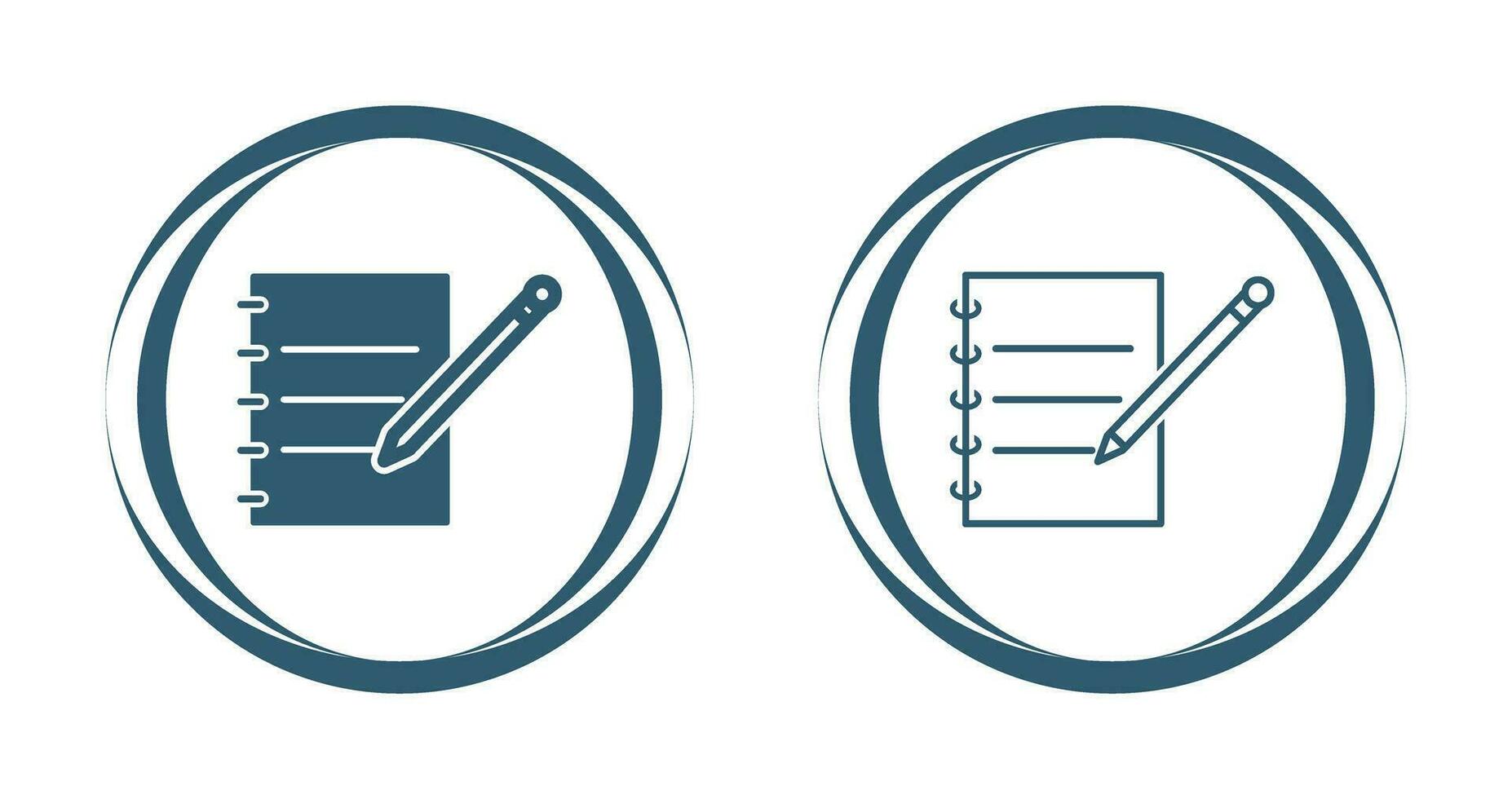 ícone de vetor de caderno e caneta