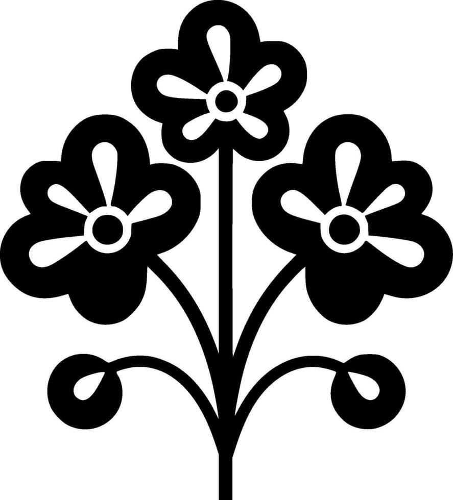 flores - Preto e branco isolado ícone - vetor ilustração