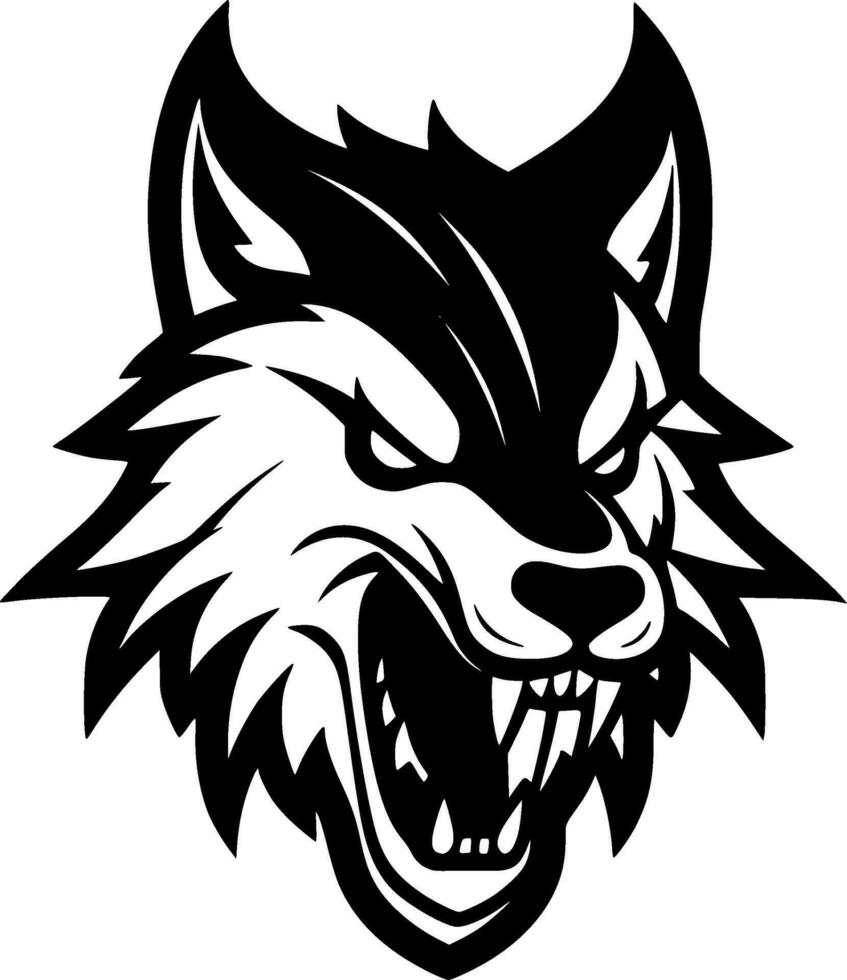 Lobo - Preto e branco isolado ícone - vetor ilustração