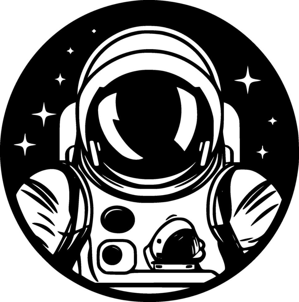 astronauta - Preto e branco isolado ícone - vetor ilustração