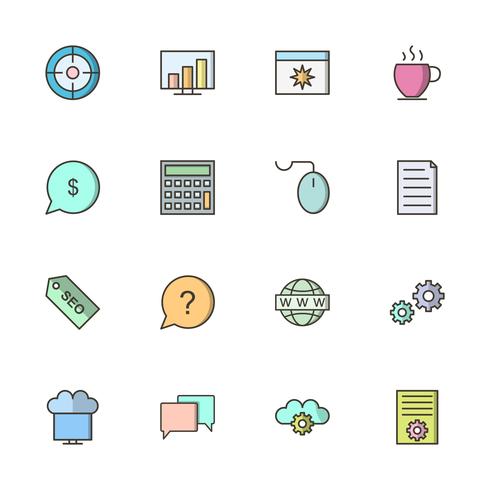 Conjunto de vetor SEO Search Engine Optimization Icons