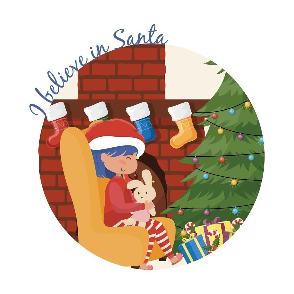 eu acredito na ilustração do papai noel vetor