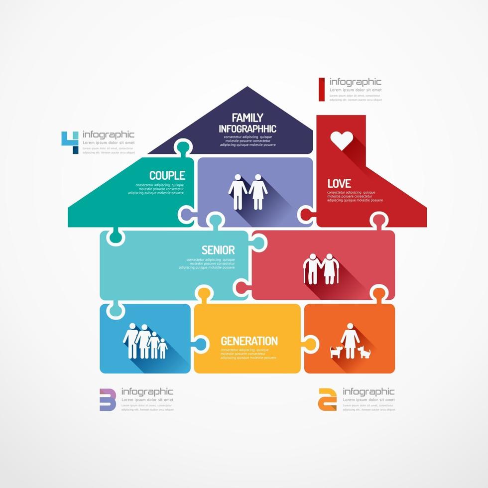 banner de quebra-cabeça de forma de casa. ilustração em vetor modelo infográfico conceito de família