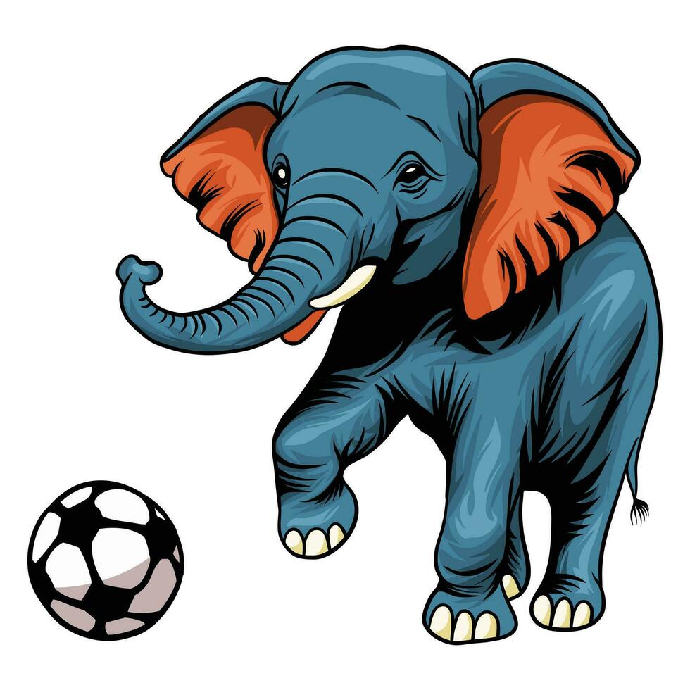 a elefante vestindo uma futebol uniforme tocam futebol vetor