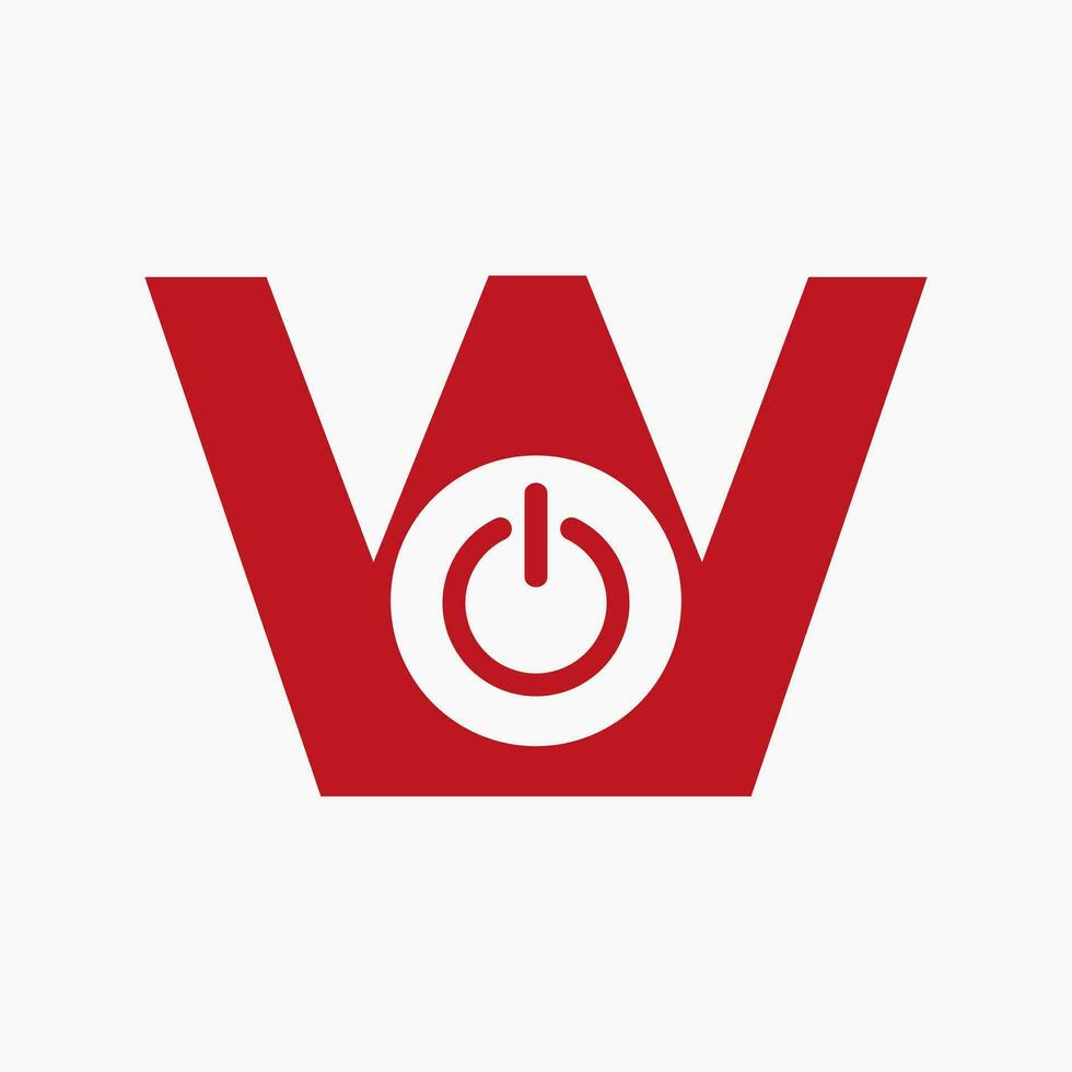 carta W poder logotipo parafuso placa para eletrônico símbolo vetor