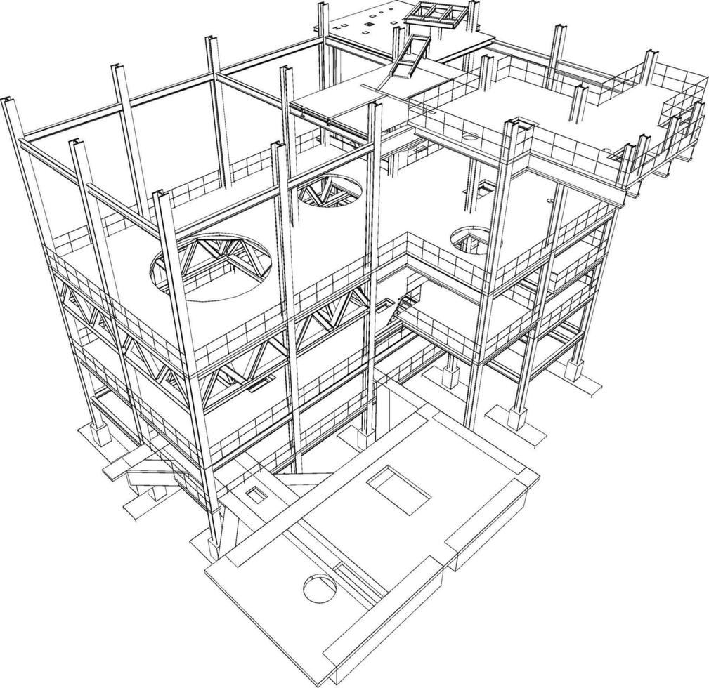 3d ilustração do industrial construção vetor