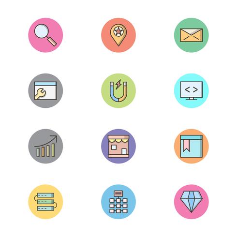 Conjunto de vetor SEO Search Engine Optimization Icons